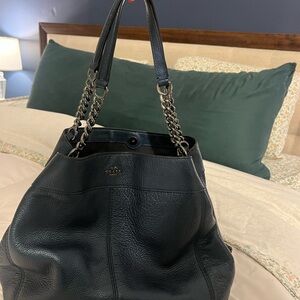 Coach Pearl Navy Blue Leather Tote Bag